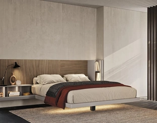 Letto matrimoniale Sistema Sipario N02 in legno e laccato di Mobilgam