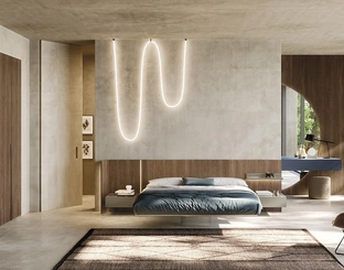 Letto in legno con testiera Sistema Sipario N11 di Mobilgam