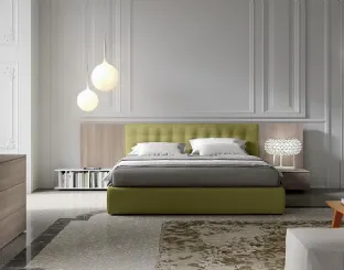 Letto Line Inca Gold con boiserie rivestita tessuto di Spagnol Mobili