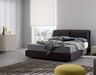 Letto in pelle con box contenitore Spazio di Spagnol Mobili