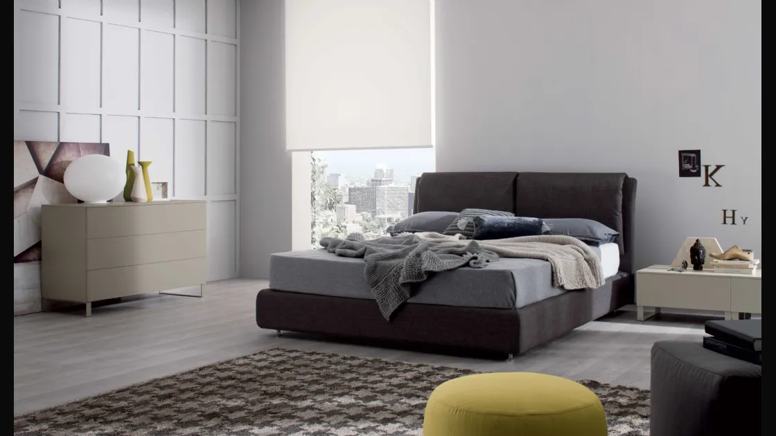 Letto in pelle con box contenitore Spazio di Spagnol Mobili