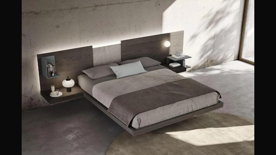 Letto in legno con testiera Wall System Dreaming 05 di Mobilgam