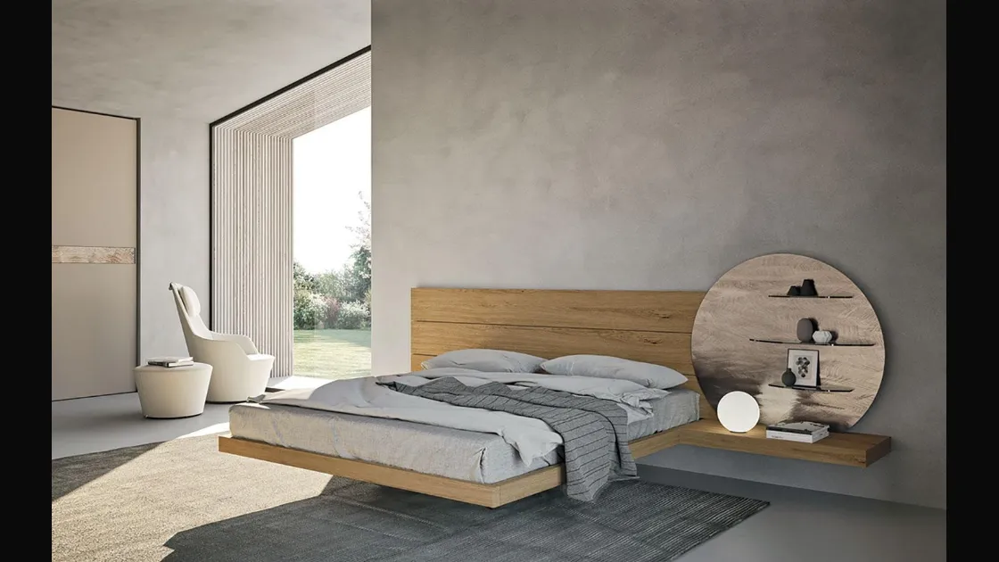 Letto in legno con testiera Wall System di Mobilgam