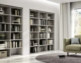 Libreria incassata a muro Bookcase 01 in laccato opaco di Spagnol Mobili