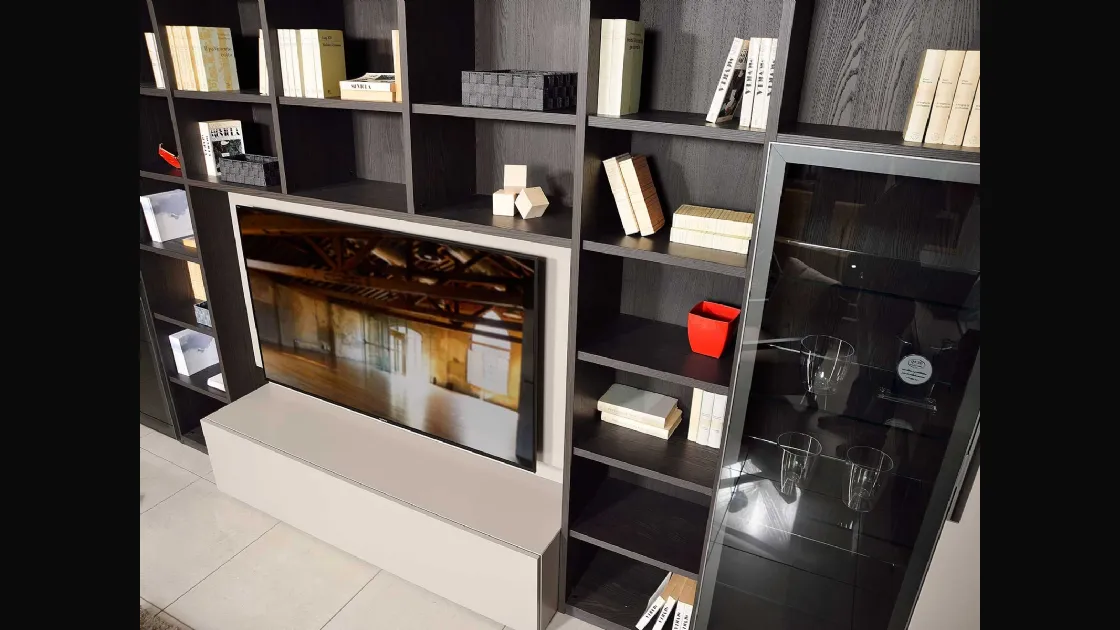 Libreria a muro in legno Ciack di Fratelli Elli