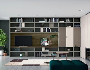 Libreria Composizione Horizon 865 in laccato e legno di Mobilgam