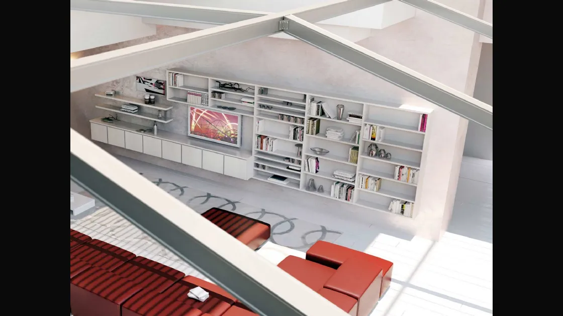 Libreria sospesa in legno laccato composizione 12 di Fratelli Elli