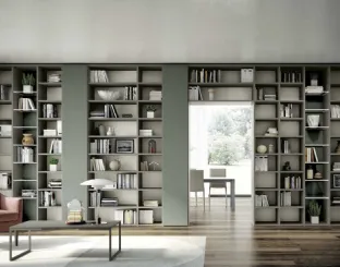 Libreria componibile a muro Living 809 in laccato opaco di Spagnol Mobili