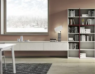 Libreria Living 861 in laccato opaco e gessato madreperla di Spagnol Mobili