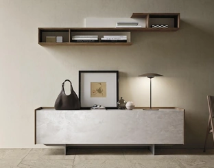 Madia Horizon Slim 980 in laccato spatolato Avorio di Mobilgam