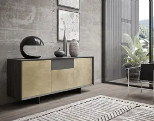 Madia Horizon Zen 974 in materico graffiato e legno di Mobilgam