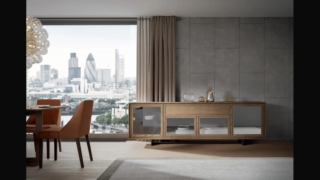 Madia Zenith Zen 01 in legno e vetro di Mobilgam