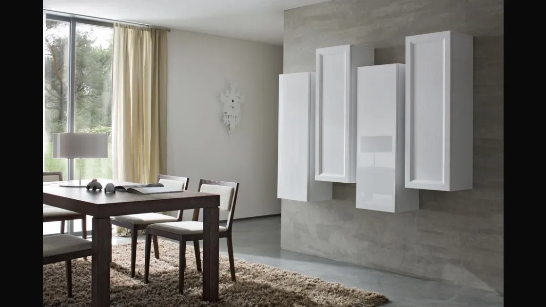 Parete Attrezzata Composizione Zenith 115 in laccato lucido e legno di Mobilgam
