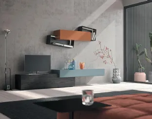 Parete Attrezzata Composizione Horizon 902 in laccato opaco e legno di Mobilgam