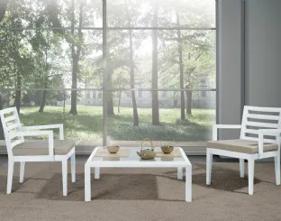 Sedia con braccioli in legno laccato bianco e seduta in tessuto imbottito con braccioli SD738 di Fratelli Elli