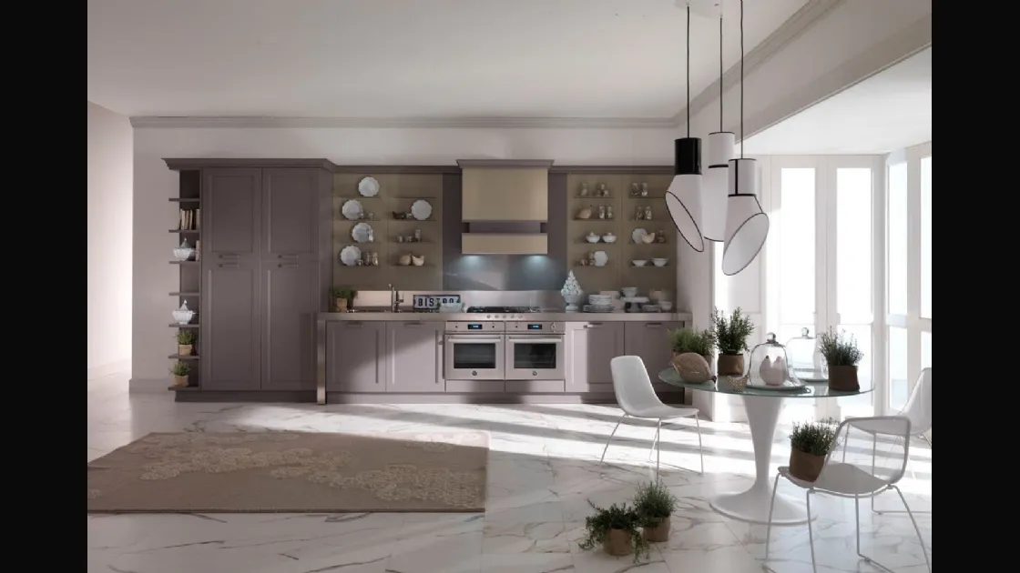 Cucina Classica lineare in legno di frassino laccato grigio opaco Asolo 02 di Dibiesse