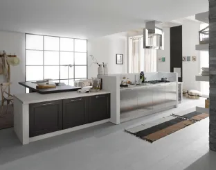 Cucina Classica lineare in legno e acciaio Asolo 04 di Dibiesse