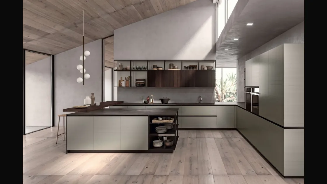 Cucina Moderna angolare Area 22 Job in laccato di Dibiesse