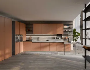 Cucina Moderna laccata Coco Light angolare con penisola di Dibiesse