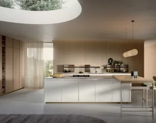 Cucina Moderna in laccato Bianco Coco Light con isola di Dibiesse