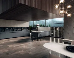 Cucina Moderna con penisola DJ 01 in Fenix Grigoi Bromo di Dibiesse