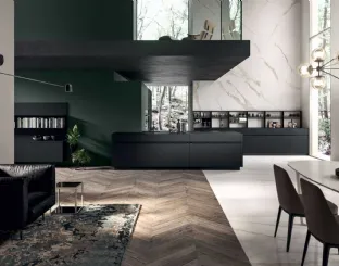 Cucina Moderna con penisola GI30 01 in laccato Nero opaco di Dibiesse