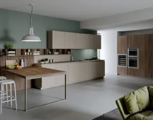 Cucina Moderna con penisola Play Lab 03 in laminato e melaminico effetto legno di Dibiesse