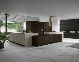 Cucina Moderna con isola Vestimi 04 in rovere termotrattato  e finitura calce di Dibiesse