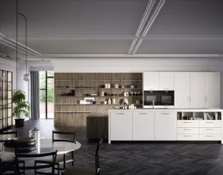 Cucina Moderna lineare Spring maniglia 02 in melaminico e finitura calce bianca di Dibiesse